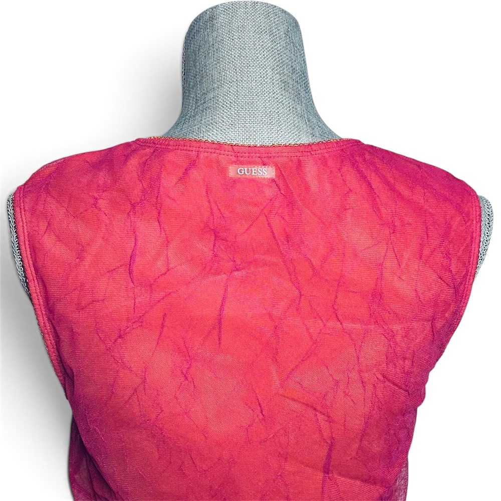 Vintage GUESS Pink Orange Layered Mesh Y2K Tank Top, Large